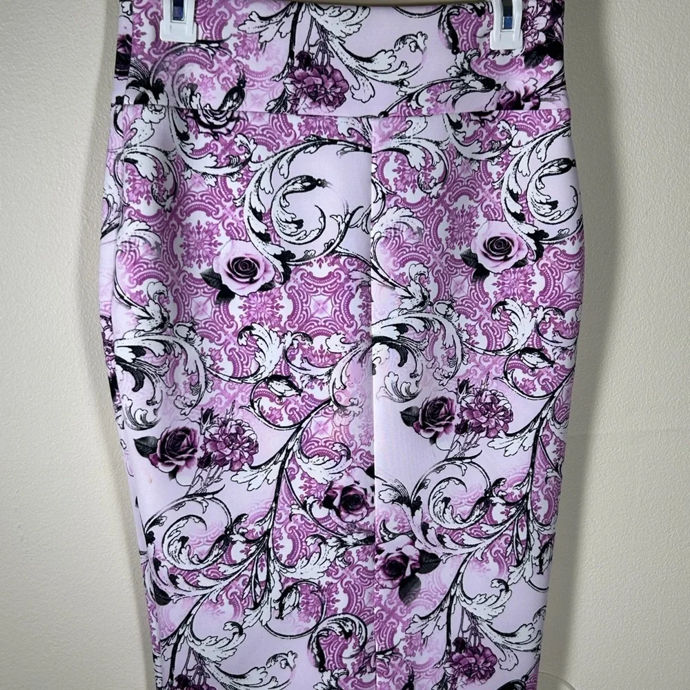 Thalia Sodi Lavender and Black Floral Scroll Pencil Skirt - Picture 4 of 6